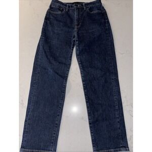 Uniqlo High Rise Straight Leg Jeans Womens 27x27 Blue Dark Wash Denim Ankle Crop
